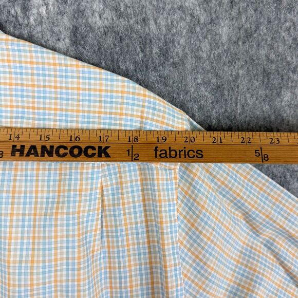 Peter Millar Collection Mens XL Shirt Gingham Blue Orange Yellow L/S Button Soft - Picture 11 of 12